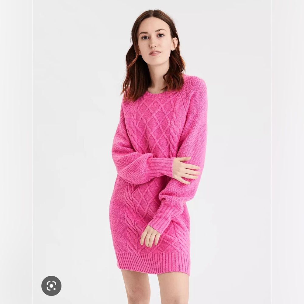 American Eagle Outfitters Pink Cable Knit Mini Dress